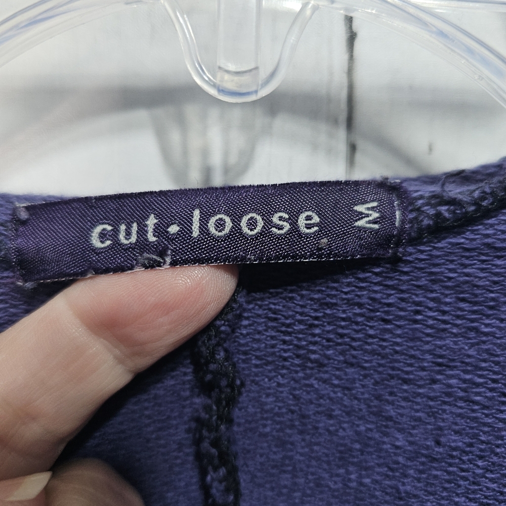 Cut Loose Women's Purple Heavyweight Hooded Knit Swing Coat Pockets Size Medium. - Picture 5 of 8